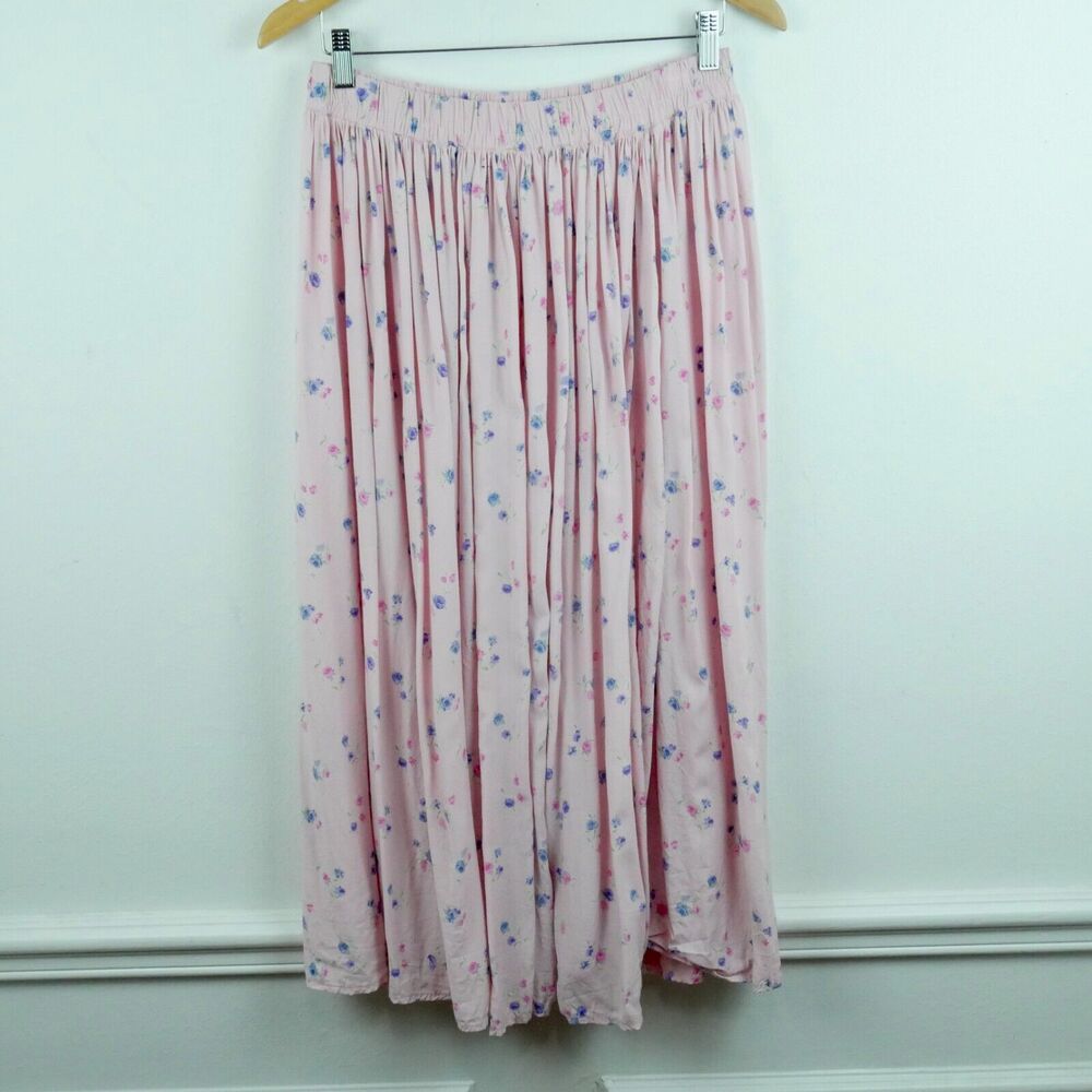 Coldwater Creek M Skirt Pink Pastel Floral Cottagecore Midi 90s Dainty Feminine
